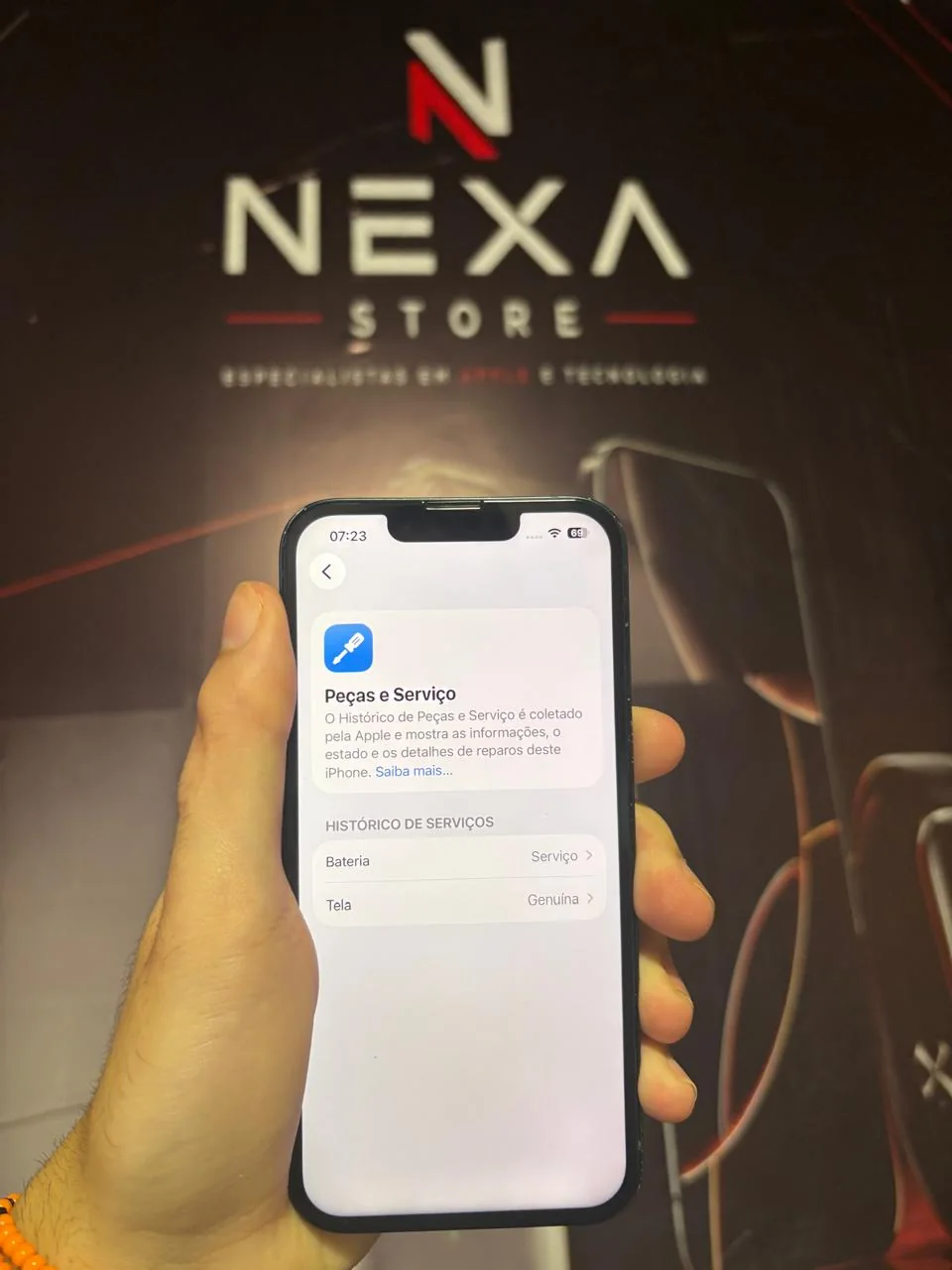 iPhone 13 — histórico de peças e serviço da bateria e tela genuína