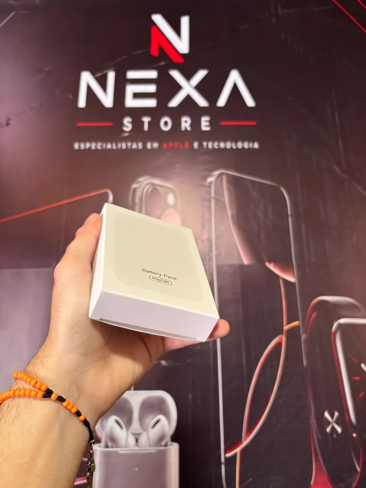 Embalagem do Power Bank Magnético em outro ângulo